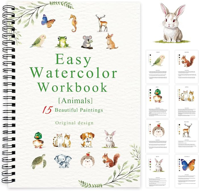 SLWBZ Watercolor Workbook Animals, 15 Different Patterns of Original DIY Designs, Beginner-Friend... | Amazon (US)