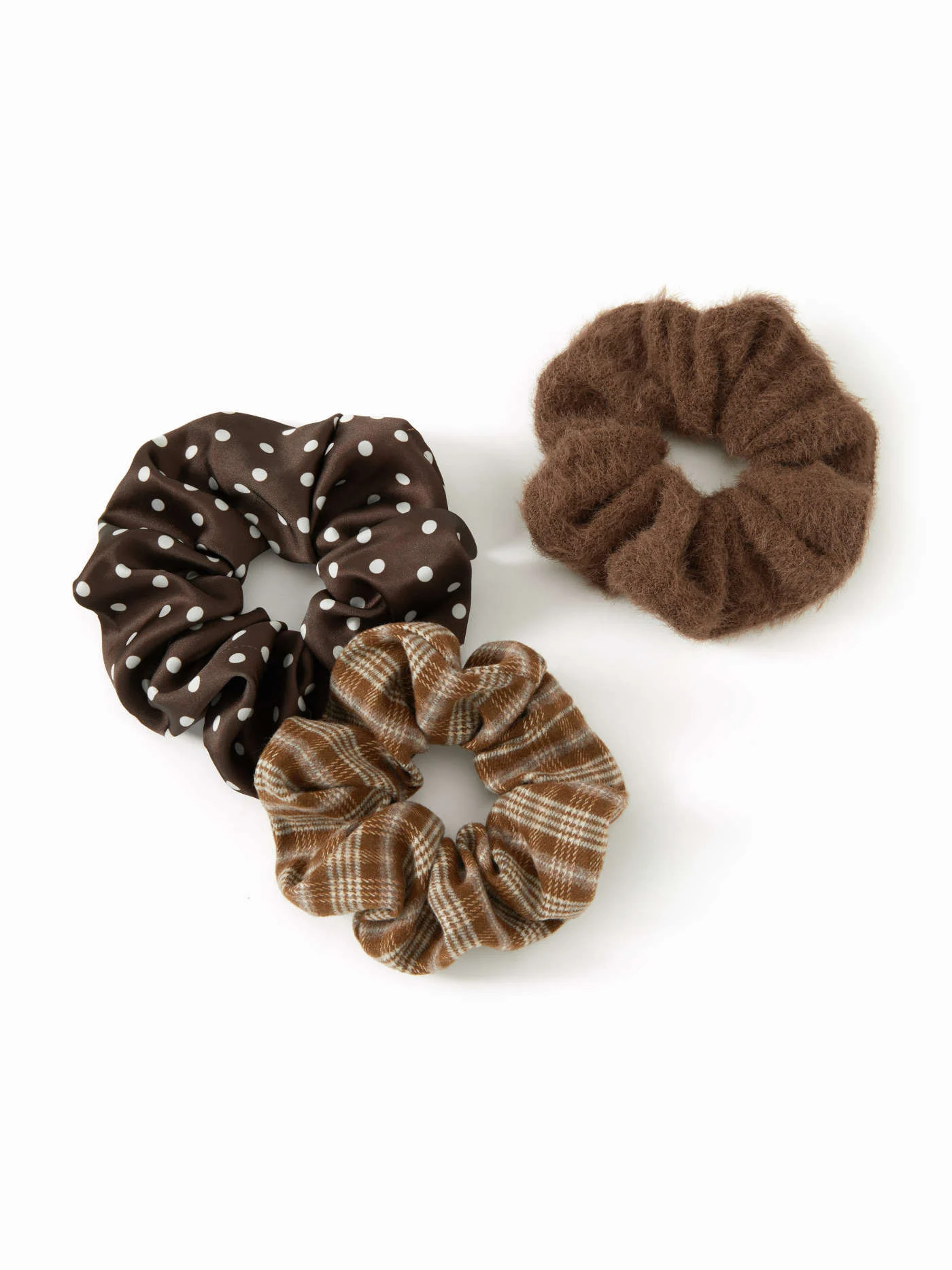 3PCS POLKA DOT & GINGHAM SCRUNCHIE SET For Daily Casual Coffee Shop | Cider