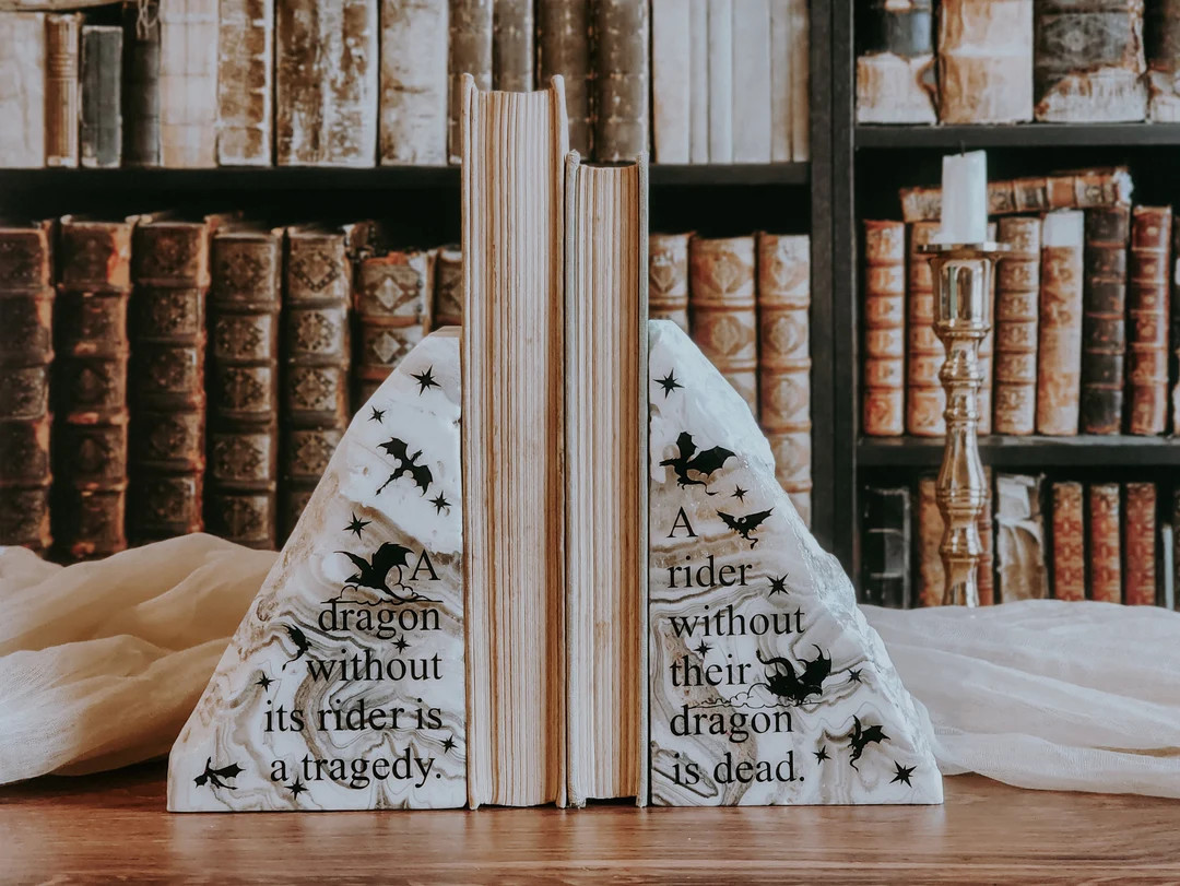 Fourth Wing Onyx Bookends Dragon Decor Rebecca Yarros Book Quote Fantasy Book Quote Officially Li... | Etsy (US)