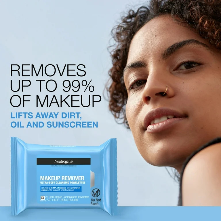 Neutrogena Makeup Remover Wipes and Face Cleansing Towelettes, 25 Ct | Walmart (US)