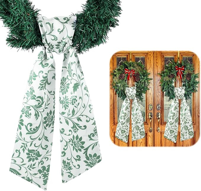 VitalCozy 2 Pcs Wreath Sash for Front Door Wreath Sash Garland Ribbon Accessories for Embroidery ... | Amazon (US)