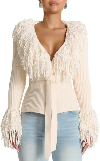 Fringe Tie Waist Chenille Cardigan | Nordstrom