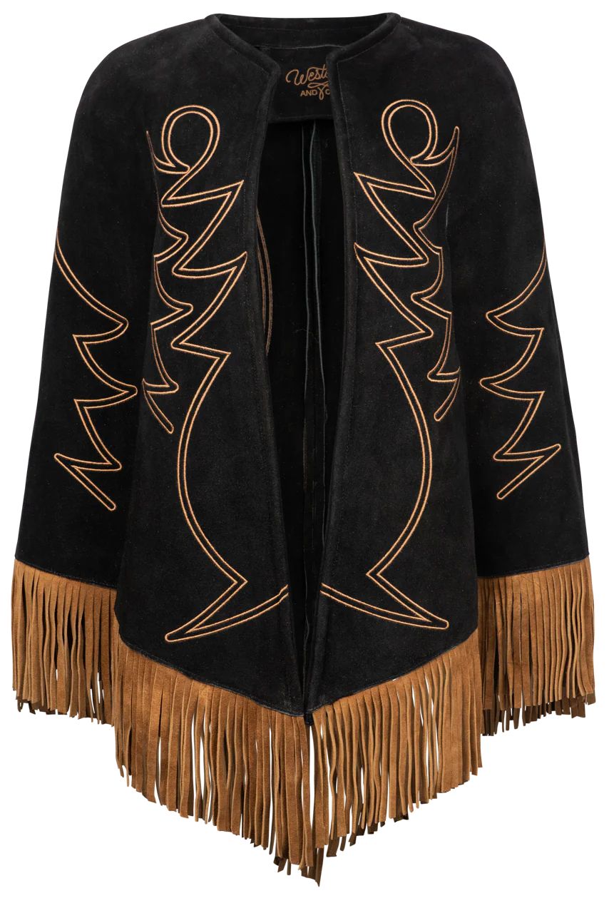 Western & Co. High Noon Embroidered Suede Cape | Pinto Ranch | Pinto Ranch