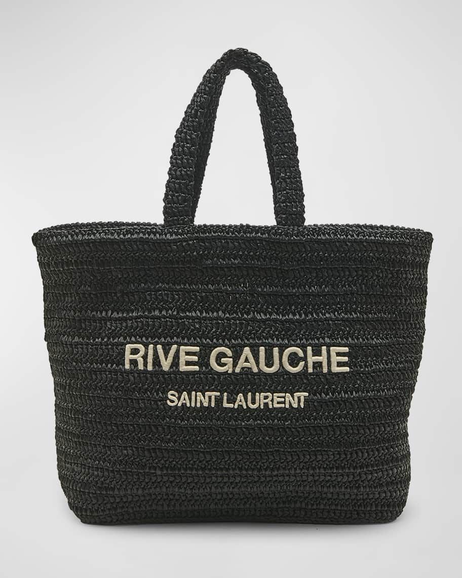 Saint Laurent Rive Gauche YSL Raffia Tote Bag | Neiman Marcus