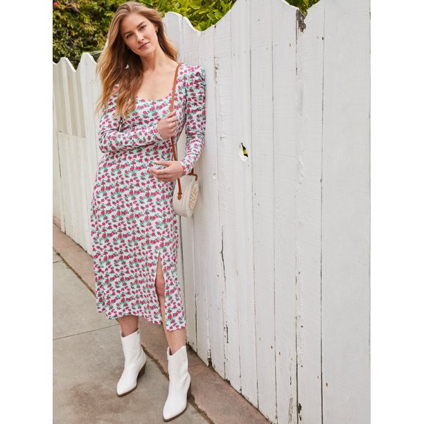 Prospect the Label Women's Puff Sleeve Rib Dress | Walmart (US)