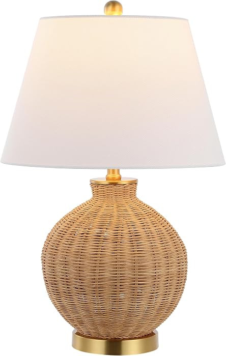 SAFAVIEH Lighting Collection Nobuo Natural/Brass 23-inch Table Lamp (LED Bulb Included) | Amazon (US)