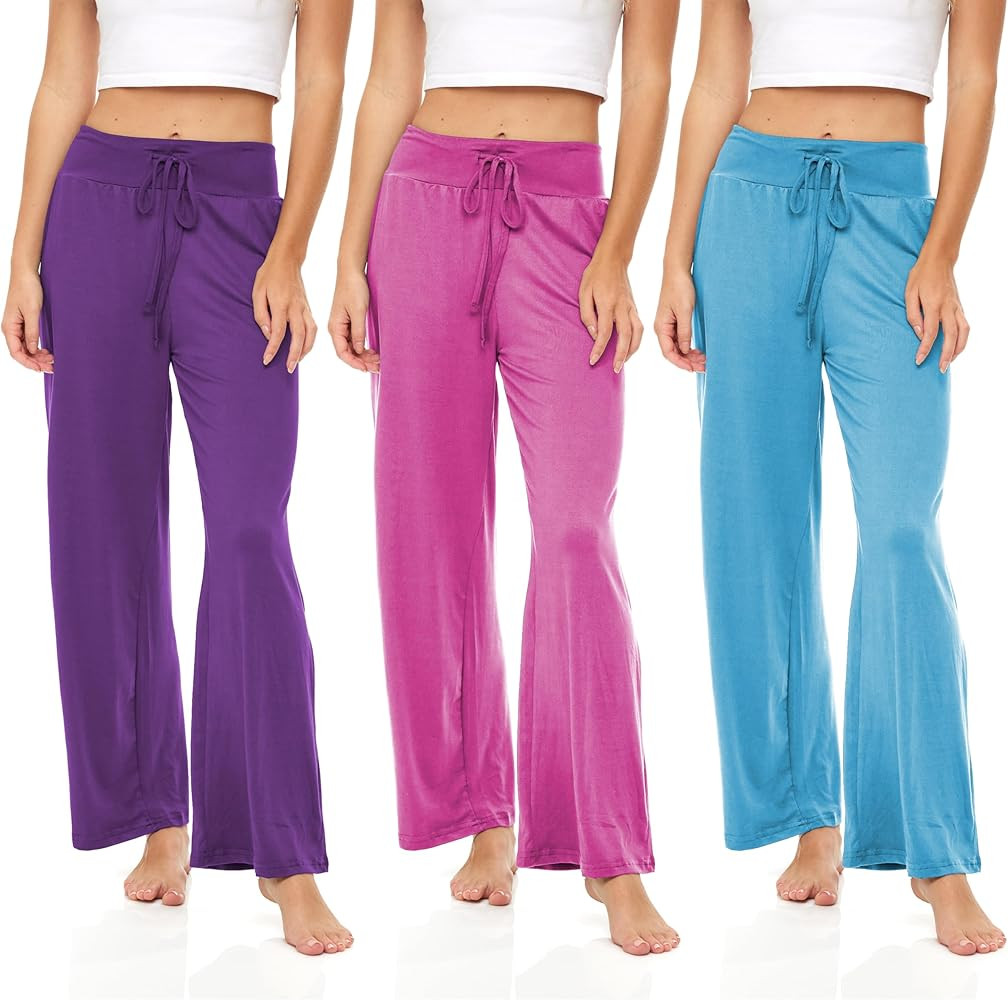 Sexy Basics Womens Lounge Pants | Wide Leg Hi Waisted - Ultra Soft Drawstring PJ Bottoms | Multi ... | Amazon (US)
