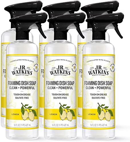 J.R. Watkins Trigger Spray Foaming Dish Soap, Crafted Clean & Cruelty Free, Lemon, 16 fl oz, 6 Pa... | Amazon (US)
