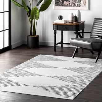 Rugs USA White Rain Haven Diamond Pinstripes Washable rug - Contemporary Rectangle 6' x 9' | Rugs USA