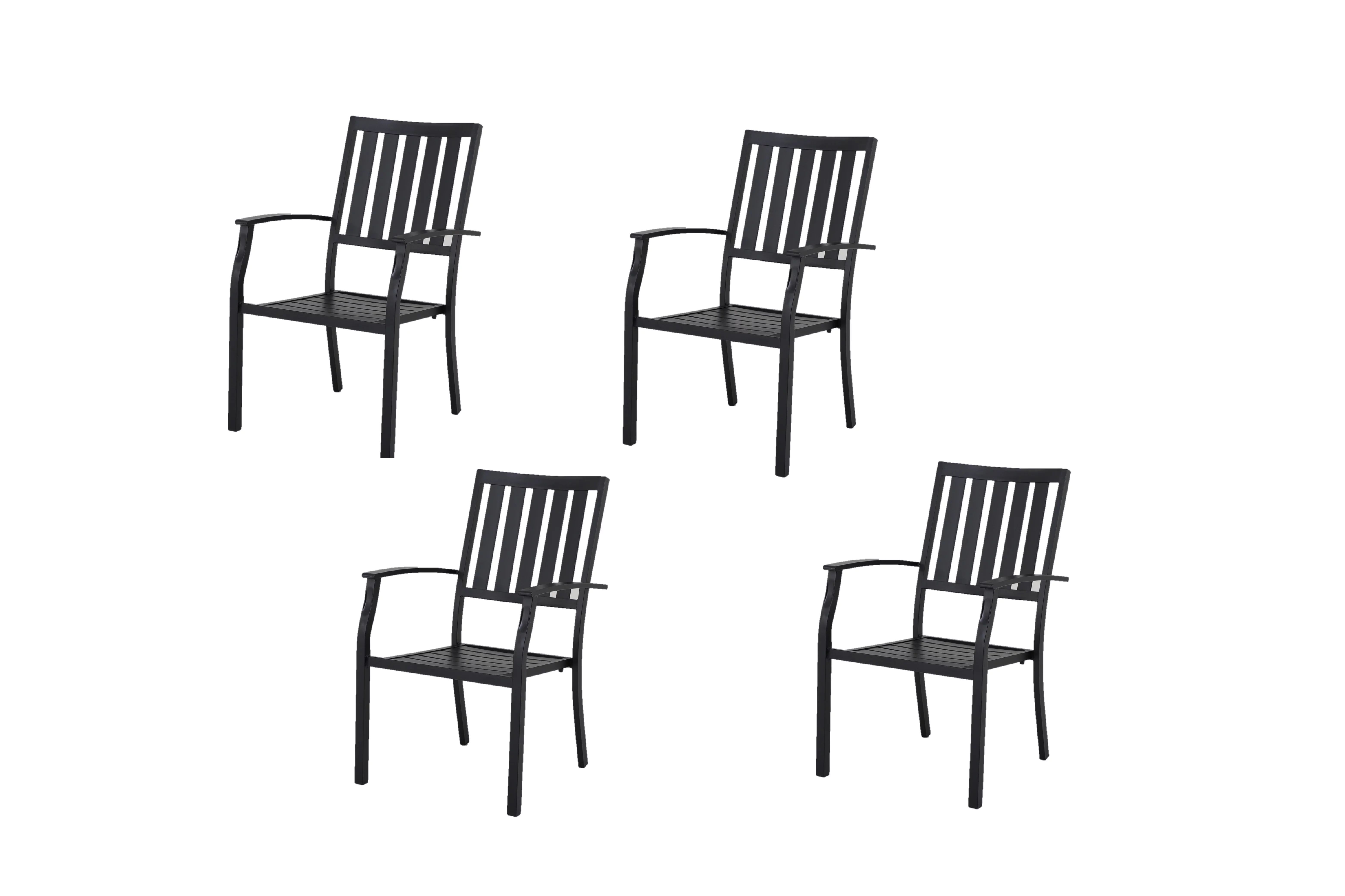 Better Homes & Gardens Camrose Farmhouse Steel Outdoor Slat Back Dining Chair - Set of 4, Black | Walmart (US)