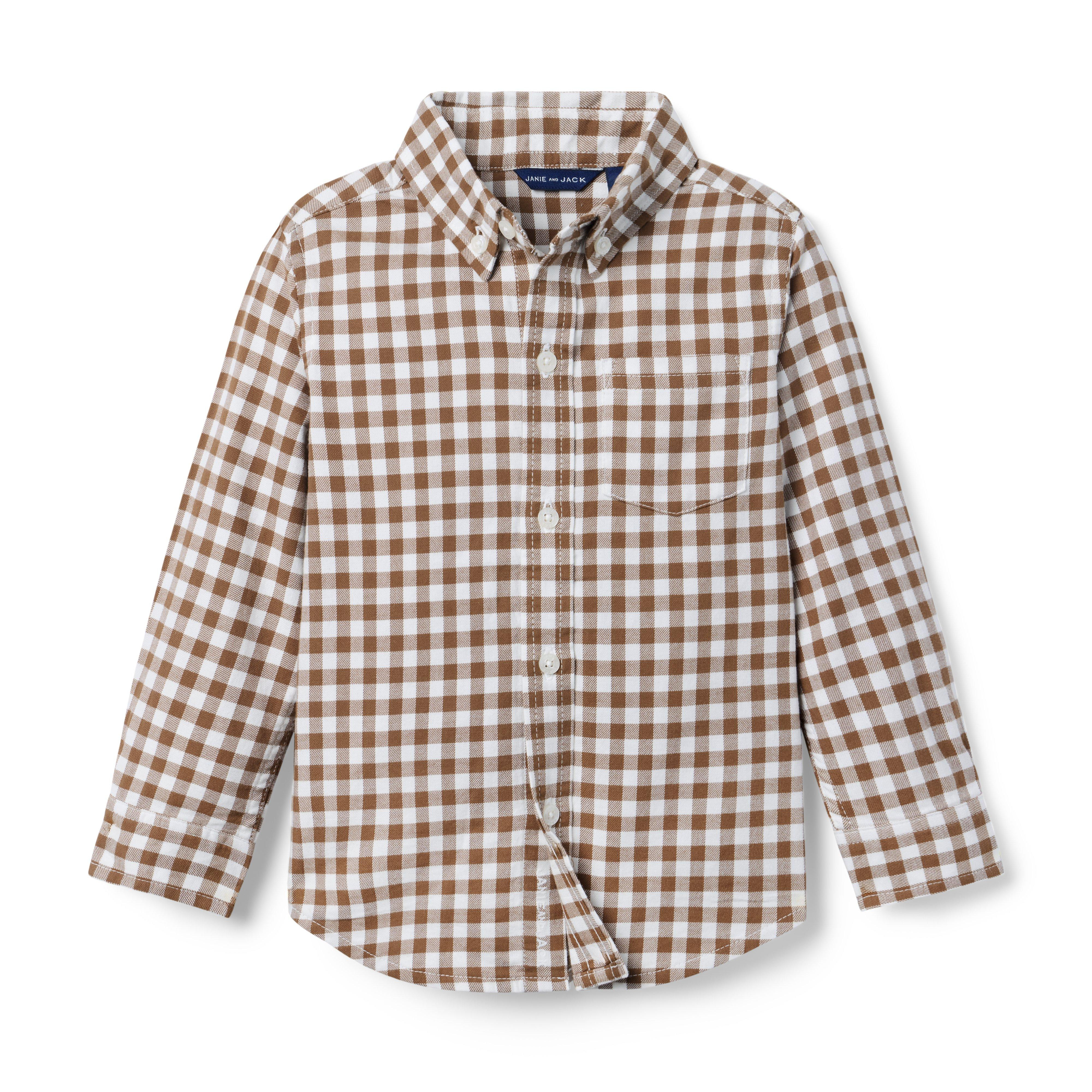 Janie and Jack | Gingham Flannel Shirt - Brown / 5 | Janie and Jack