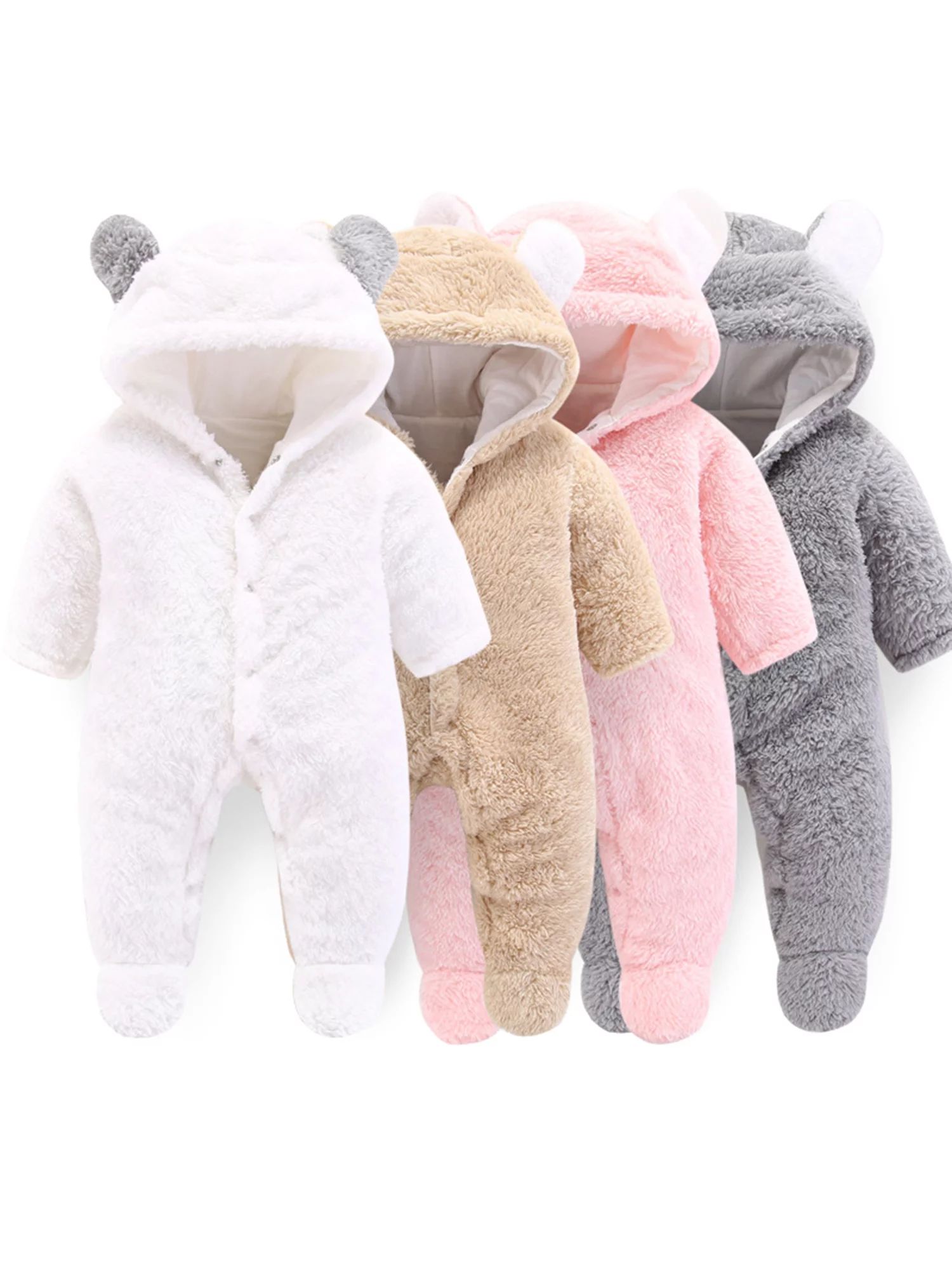 Baby Boy / Girl 3D Bear Design Winter Hooded Jumpsuit | Walmart (US)