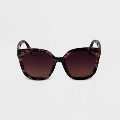 Women's Marble Tortoise Shell Square Sunglasses - A New Day™ Pink: UV Protection, Recycled Plastic Frame, Medium Fit | Target