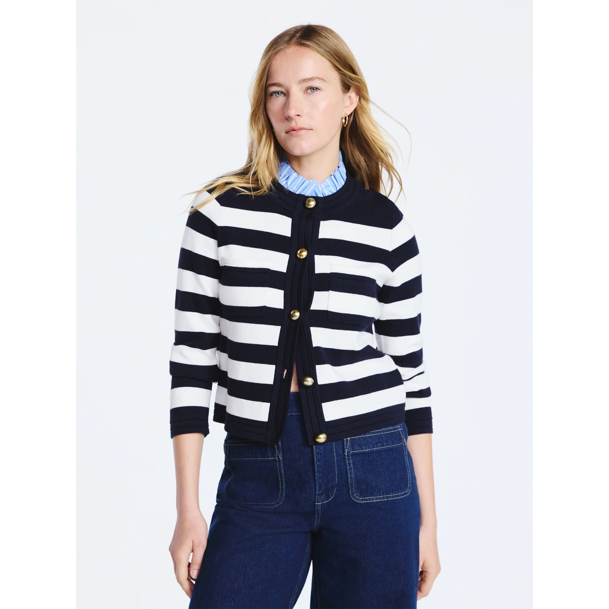 Free Assembly Women's Ruffle Neck Cardigan Sweater, Midweight, Sizes XS-XXL | Walmart (US)