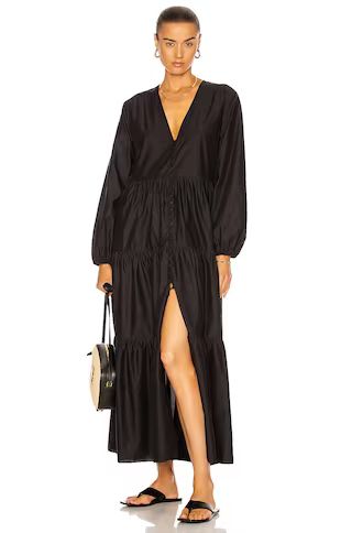 Matteau Long Sleeve Button Dress in Black | FWRD | FWRD 