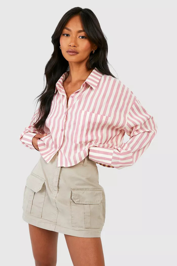 Stripe Cropped Shirt | boohoo (US & Canada)