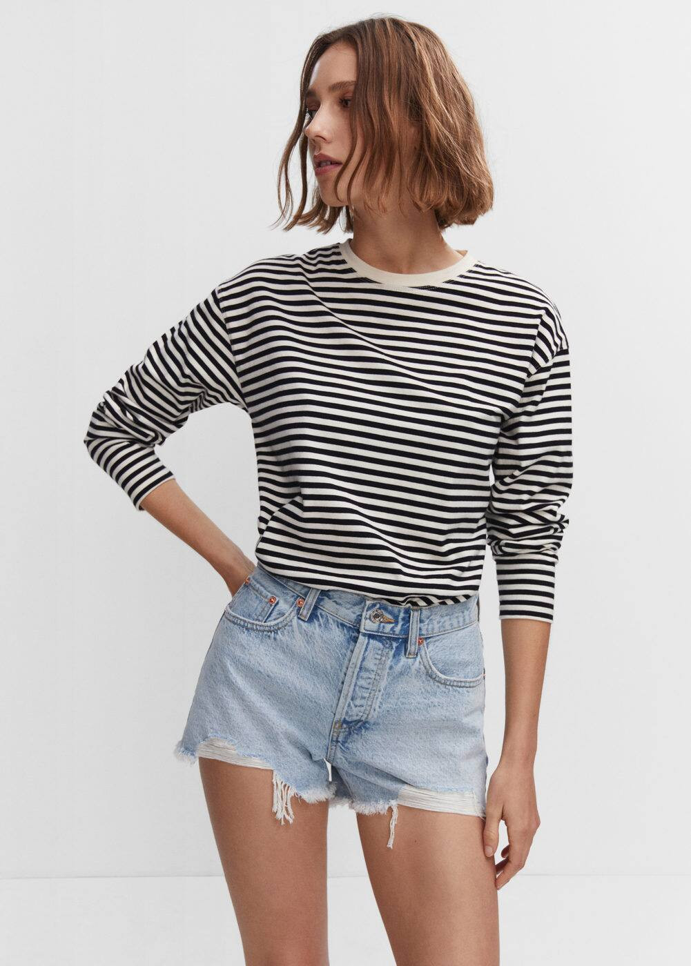 Broken denim shorts -  Women | Mango USA | MANGO (US)