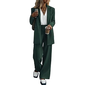 KIRUNDO Women Suits 2 Piece Set Business Dressy Pantsuit | Business Casual Outfits, Oversized Bla... | Amazon (US)