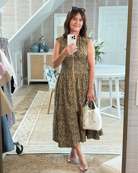 I think this leopard print dress is SO cute! I just love it and it’s coming on vacation with me :)
I took a petite XS, I bought the bag in store so I’m not sure why it’s not showing the white one! 
@anthropologie #anthropartner

#LTKOver40 #LTKTravel #LTKStyleTip