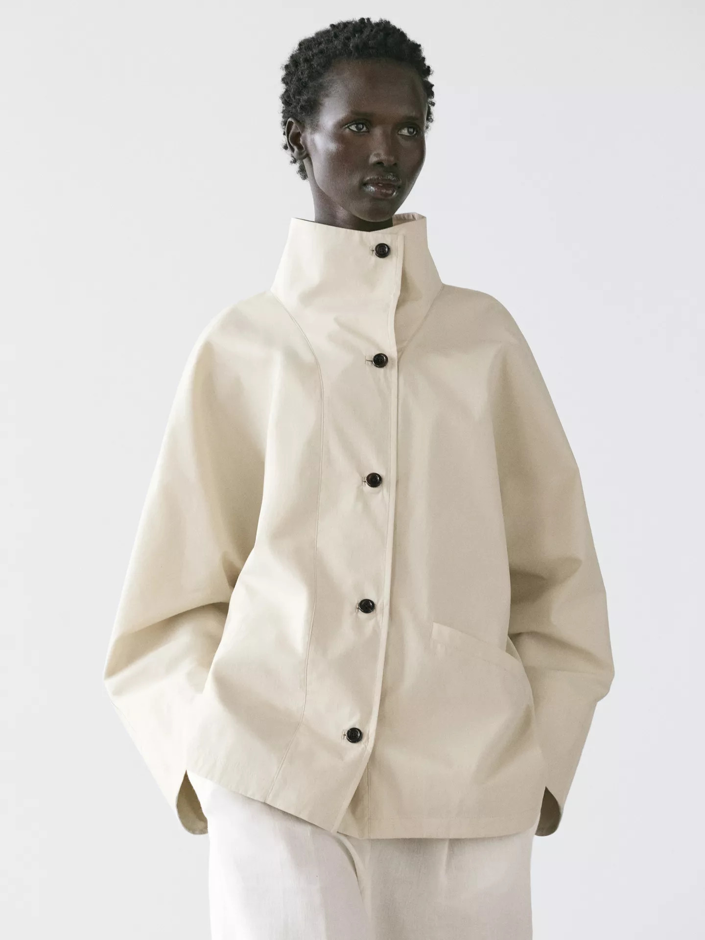 Jacket with high collar detail | Massimo Dutti US