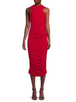 Crisscross Ruched Midi Dress | Saks Fifth Avenue OFF 5TH