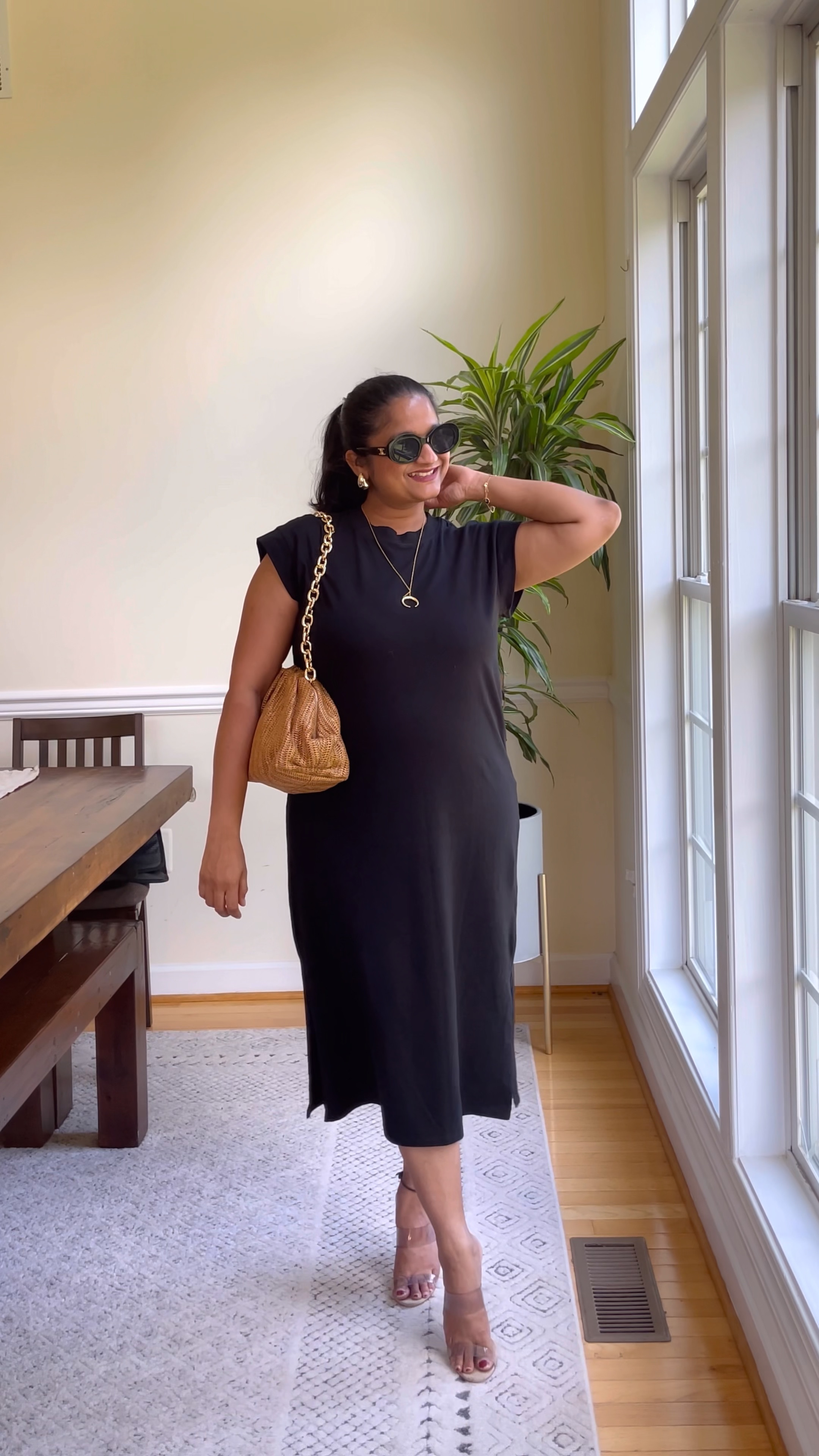 Giving this Target dress a sophisticated look! 

@target t-shirt dress in size S
@tuckernuck raffia clutch 
@target clear heels 

Summer outfit, summer style 
, target dress 


#LTKMidsize #LTKFindsUnder50 #LTKVideo