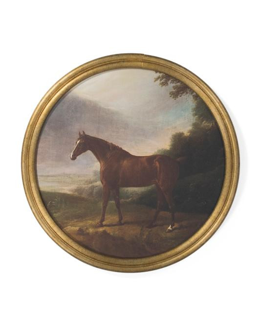 12x12 Golden Pasture Horse Round Frame Wall Art | TJ Maxx