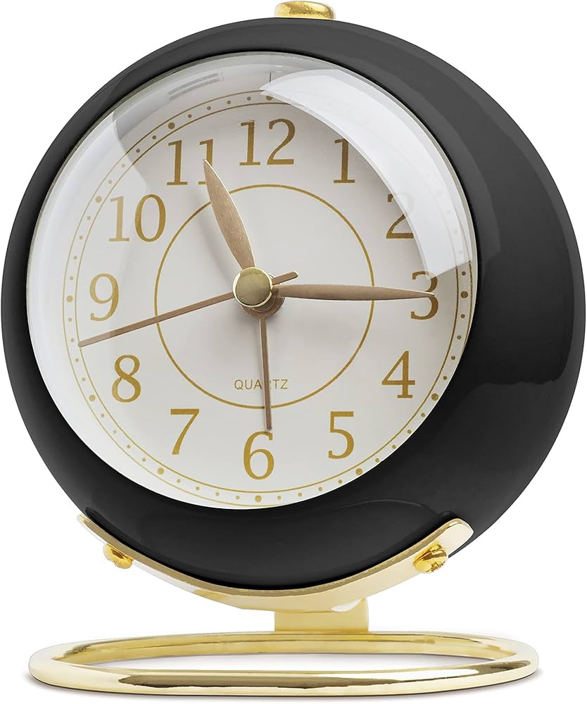 SHISEDECO Small Table Clocks, Classic Non-Ticking Tabletop Alarm Clock with Backlight, Battery Op... | Amazon (US)