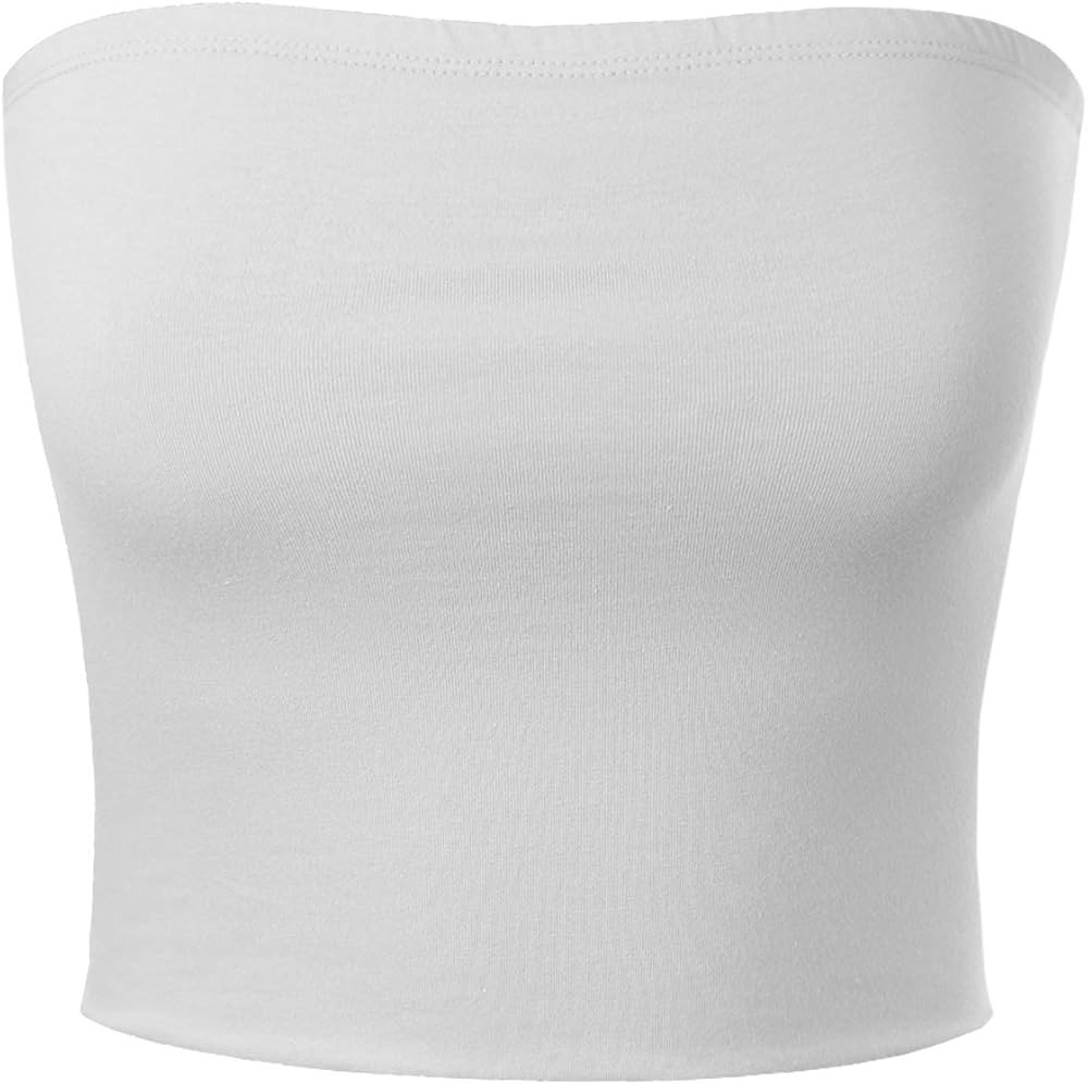 MixMatchy Women's Casual Strapless Basic Sexy Tube Top | Amazon (US)