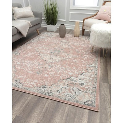 Hailey Pink Amaranth Boho Rug - Soft Persian Style Rug for Bedroom, Trendy Pink Living Room Accent, Stylish Area Rug, 6'Round | Target