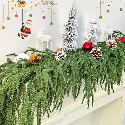 Christmas Norfolk Pine Garlands,Soft Bendable Winter Pine Garland ,Real Touch Artificial Christmas Greenery Garland For Fireplace/Mantle/Table/Window/ | Wayfair North America