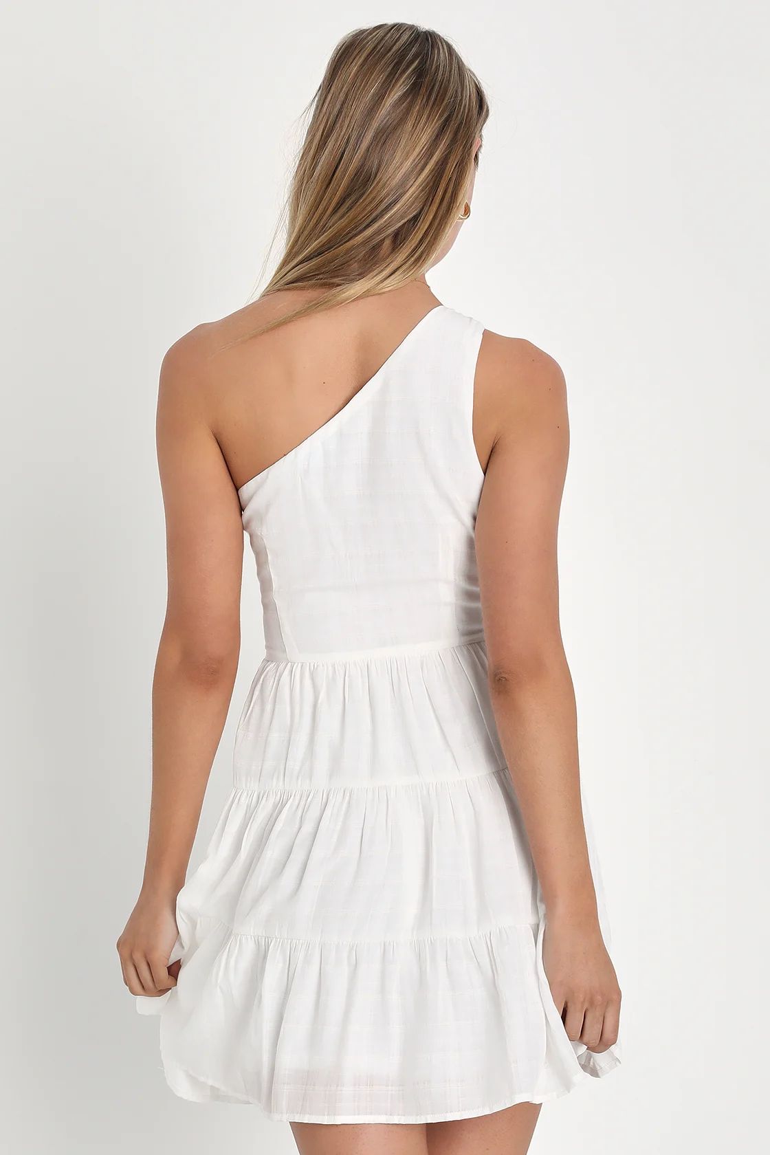 Adorable Sight White One-Shoulder Tiered Mini Dress | Lulus