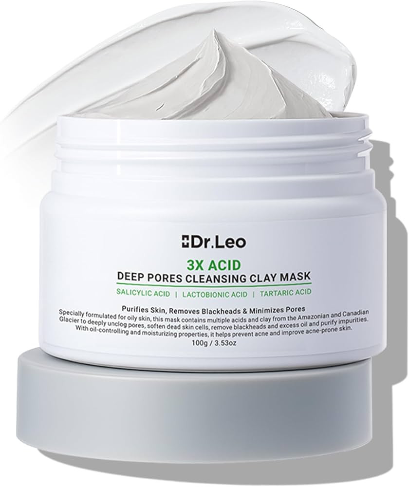 Dr.Leo Amazonian White Clay & Glacier Clay 3X Acid Clay Mask, Deep Clean Pores & Oil Control,Exfo... | Amazon (US)
