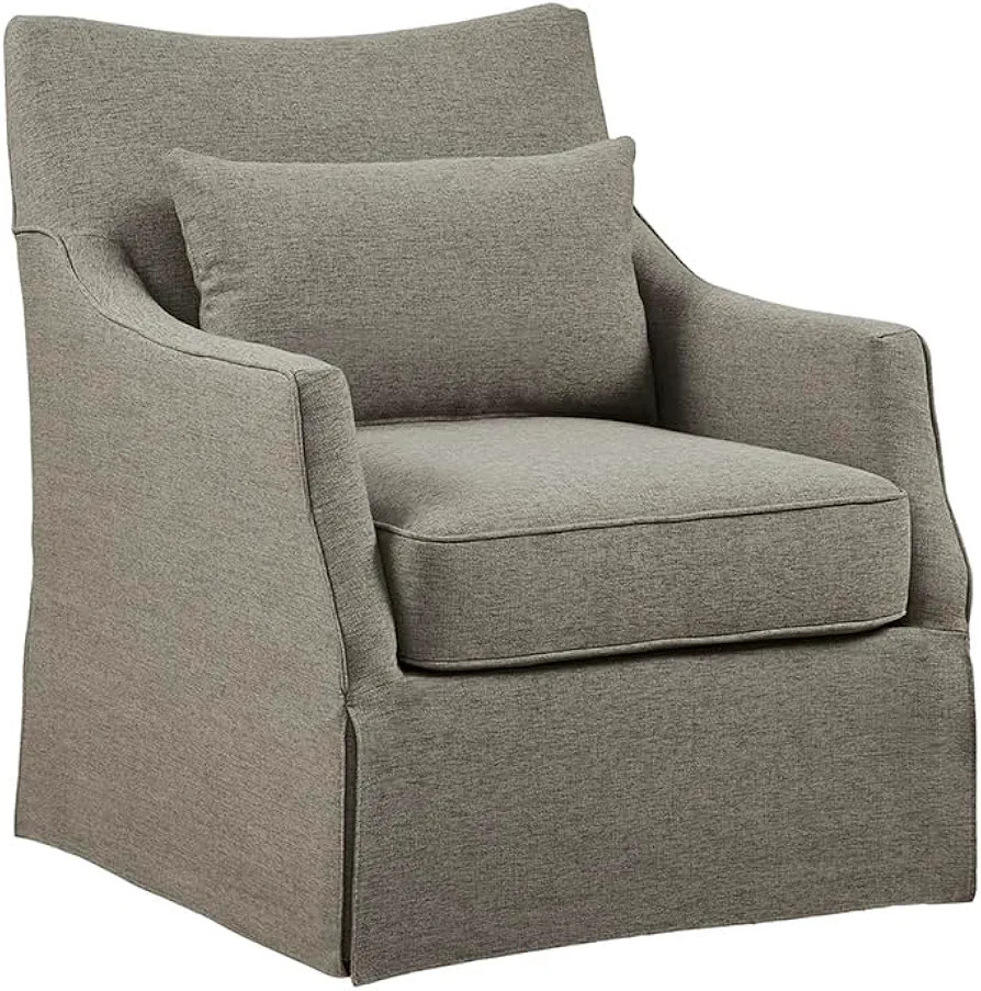 Martha Stewart London Swivel Chair - Solid Wood & Plywood, Skirted Metal Base Accent Armchair, Lu... | Amazon (US)