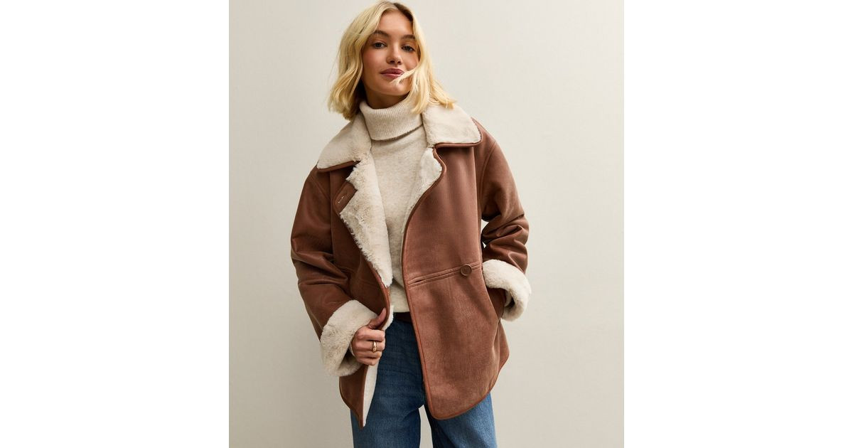 Brown Contrast Trim Bonded Jacket | New Look | New Look (UK)