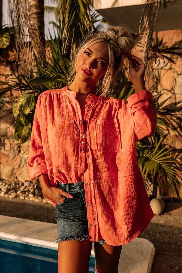 Sunny Forecast Tunic In Bright Coral | Impressions Online Boutique