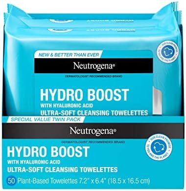 Neutrogena Facial Cleansing Makeup Remover Wipes with Hyaluronic Acid Hydrating PreMoistened Face To | Amazon (US)