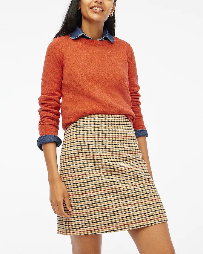 Plaid wool-blend A-line mini skirt | J.Crew Factory