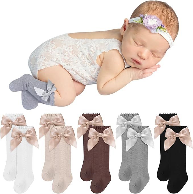 5 Pairs Long Preemie Socks Premature Newborn Baby Knee High Cotton Socks for Girls Boys Infant To... | Amazon (US)