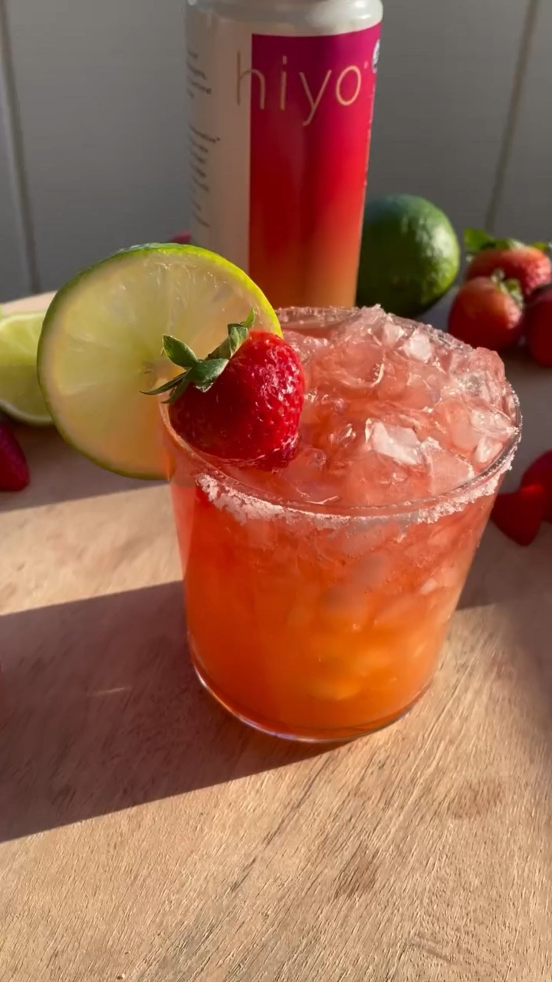 Strawberry guava Float-arita!🍓 

I just love an NA marg and a strawberry one at that. I couldn’t wait to share this recipe using Strawberry Guava Hiyo.  It’s tart, sweet, fizzy, and the perfect way to unwind.

Welcome back to day 4 of 5 days of @drinkhiyo mocktails! 

Muddle strawberries and lime juice together and strain into a shaker. Then add agave, NA tequila alternative, a splash of orange juice and ice. Shake, strain into a salt-rimmed glass, and top with Strawberry Guava Hiyo. Garnish with a lime wheel and a strawberry.

Ingredients 
•2-3 strawberries sliced
• ½ lime -juiced 
• ½ oz Agave
• 1 oz NA tequila alternative
• Splash orange juice
• Strawberry Guava Hiyo

#DrinkHiyo #mocktails #mocktailsrecipes #mocktailgirlie #strawberry #guava