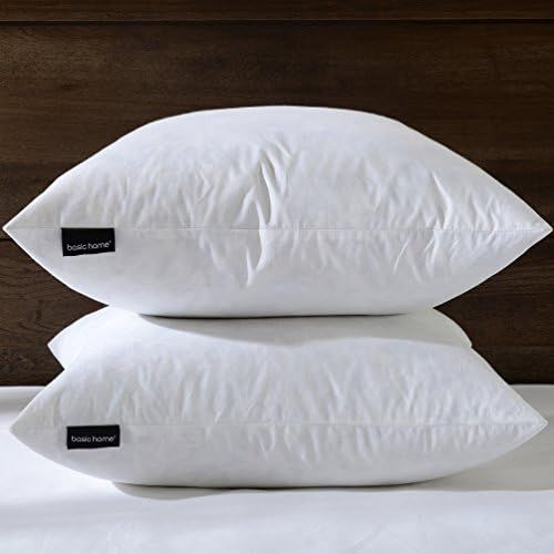 22x22 Decorative Throw Pillow Inserts-Down Feather Pillow Inserts-Square-Cotton Fabric-Set of 2-Whit | Amazon (US)