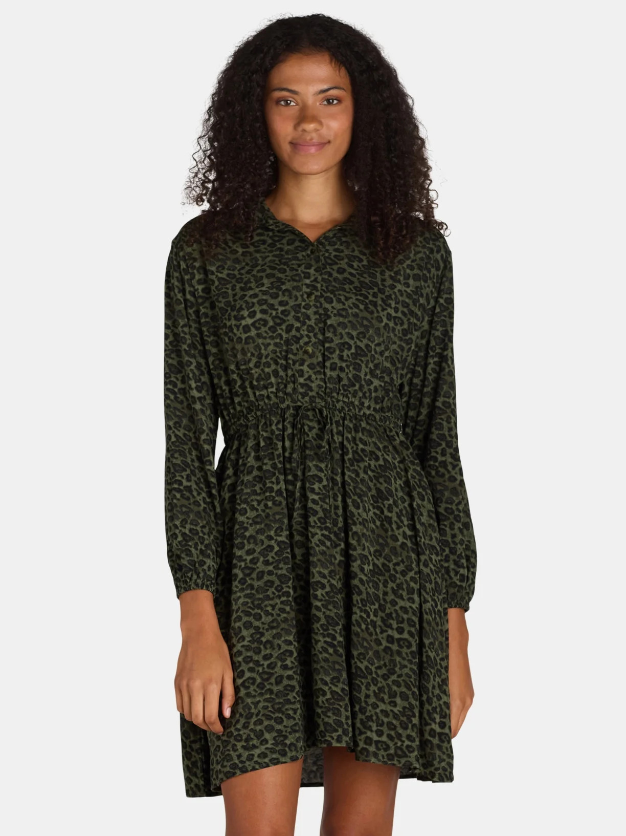 Time and Tru Women's Soft Shirt Dress with Long Sleeves, Sizes XS-XXXL | Walmart (US)
