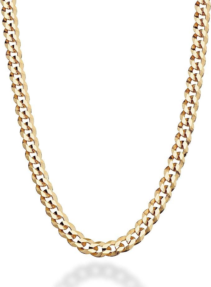 MiaBella Solid 18K Gold Over Sterling Silver Italian 5mm Diamond-Cut Cuban Link Curb Chain Neckla... | Amazon (US)