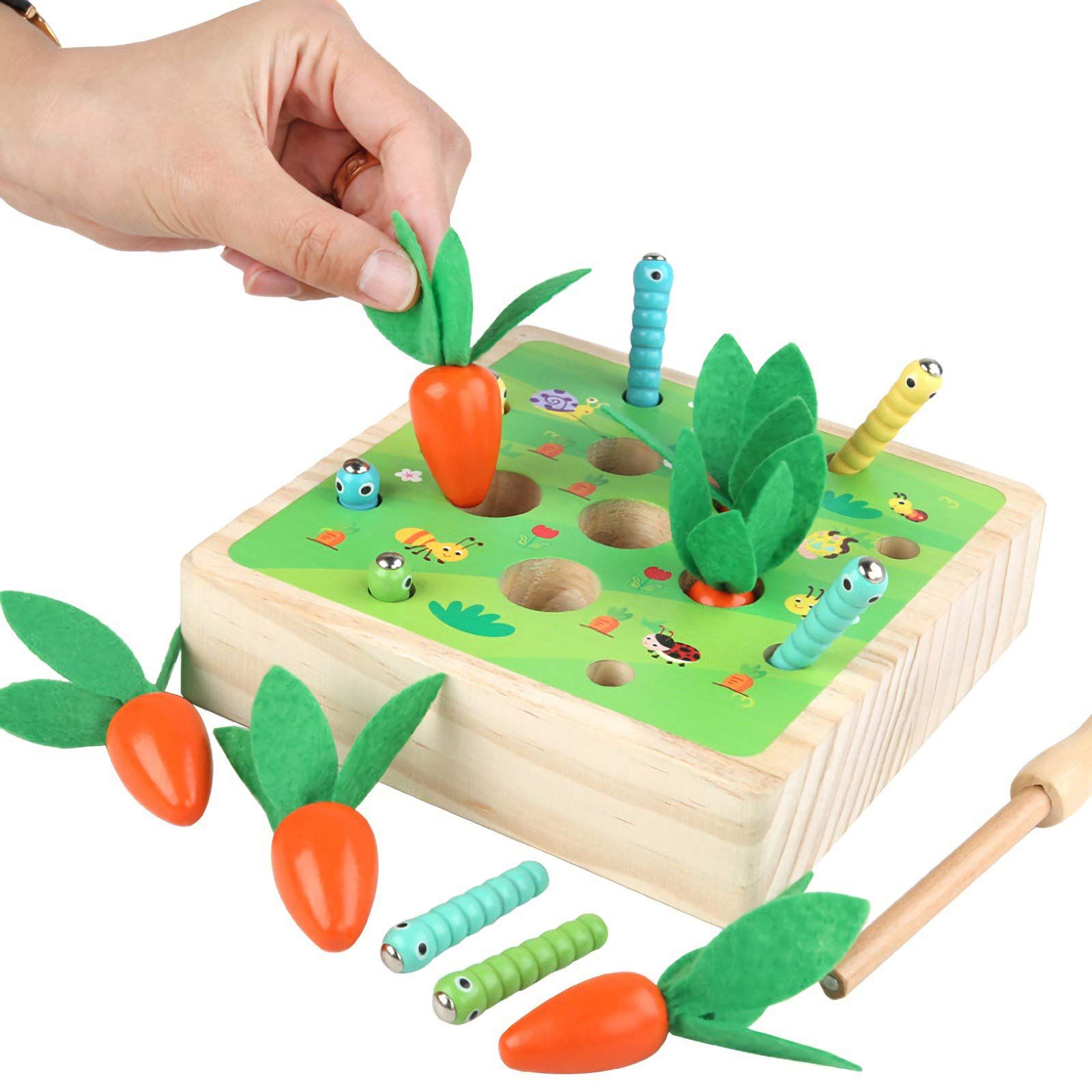 RECHIATO Montessori Toys for 1 Year Old, Carrot Shape Size Sorting Game, Wooden Montessori Toys f... | Amazon (US)