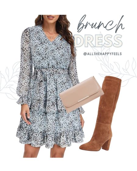 Brunch dress, dress, spring, spring dress, blue dress, light blue dress, day date, date dress, Amazon, Amazon dress, curvy dress, plus dress, midsize, curves, curvy, short dress, brown boots, knee high boots, suede boots, AllTheHappyFeels 

#LTKFind #LTKcurves #LTKshoecrush