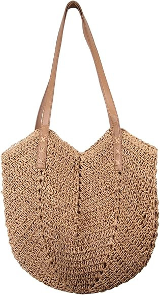 Oweisong Straw Beach Bag for Women Large Summer Purse Woven Straw Handbags Tote Shoulder Bag for ... | Amazon (US)