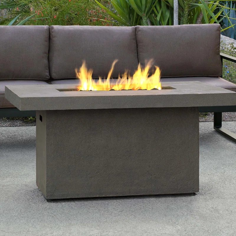 Ventura 24'' H x 49.63'' W Concrete Propane Outdoor Fire Pit Table with Lid | Wayfair North America