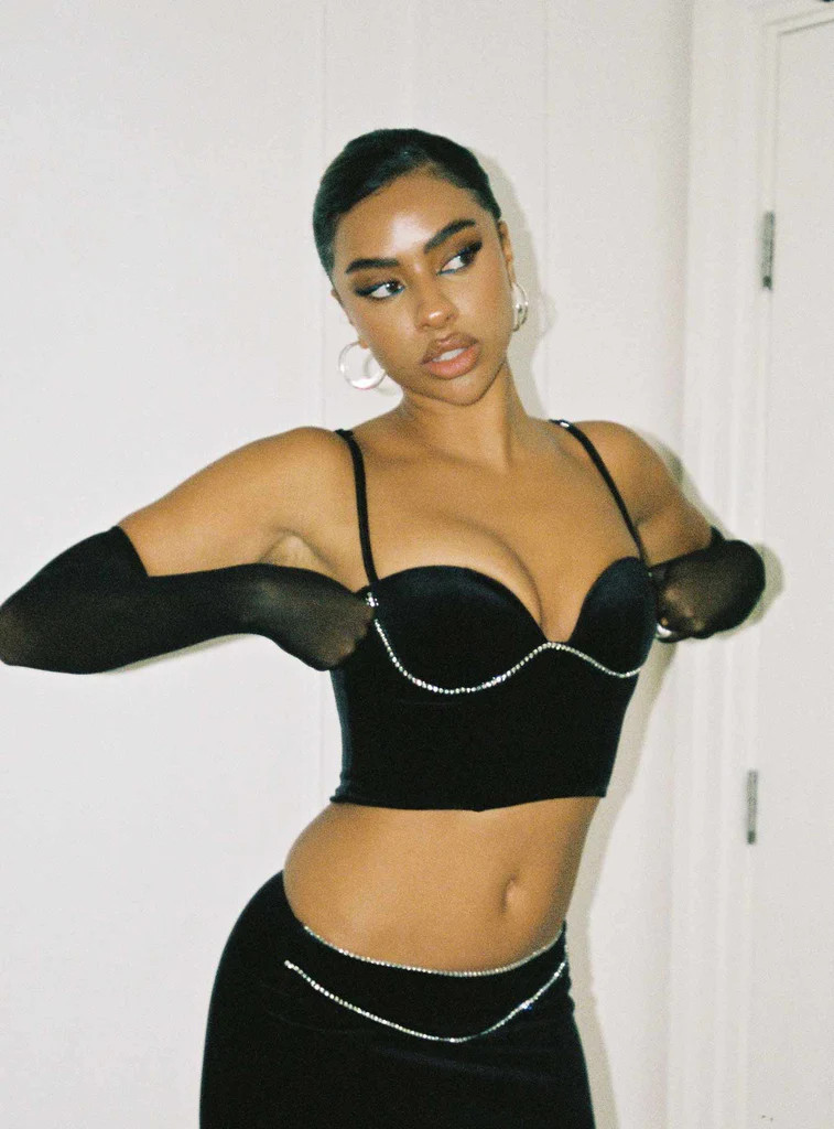 Claude Rhinestone Top Black | Princess Polly US