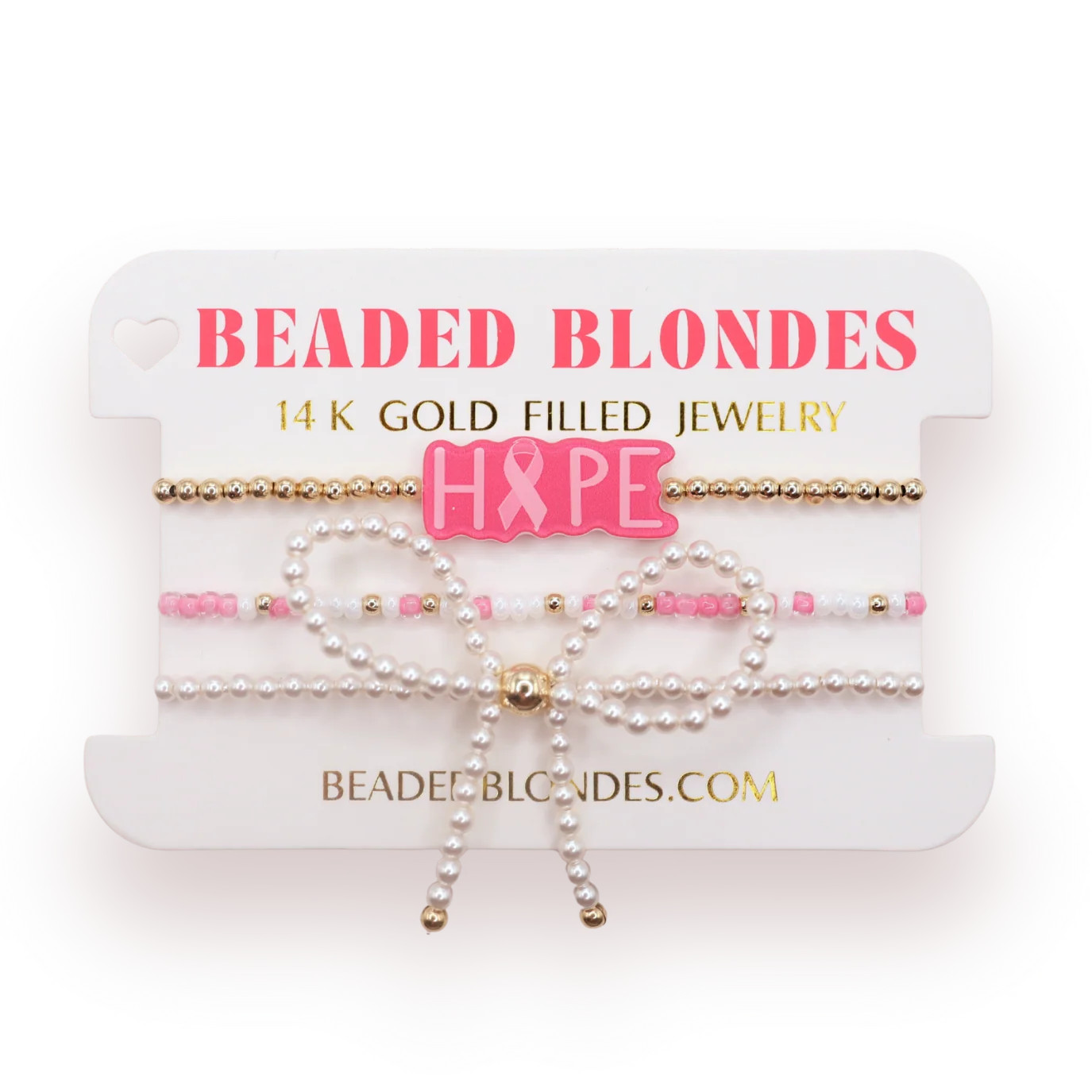 Hope + Sprinkle + Bow Bracelet Stack of 3 | Beaded Blondes