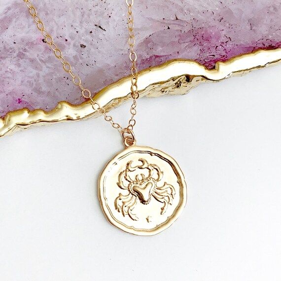 Cancer Necklace Cancer Coin Necklace Cancer Zodiac Gift - Etsy | Etsy (US)